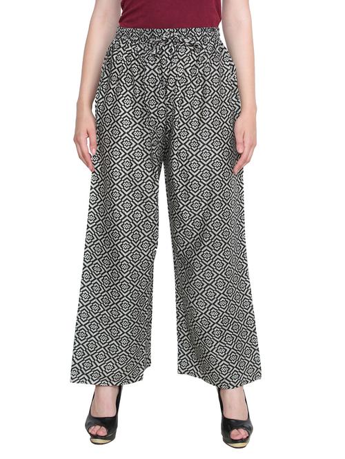 black color, viscose printed palazzo - 11113057 - Very Small Image - 1