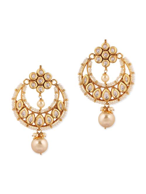 multi colored metal kundan earrings - 11113122 - Very Small Image - 1