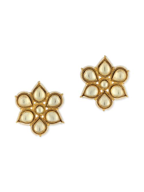 golden metal studs earrings - 11113147 - Very Small Image - 1