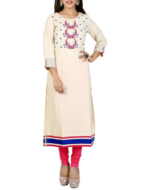 cream cotton kurta - 11118774 - Very Small Image - 1