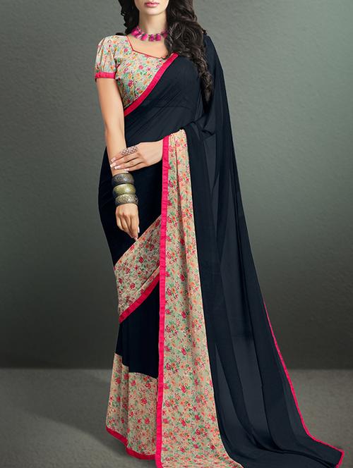 black georgette saree - 11119026 - Very Small Image - 1