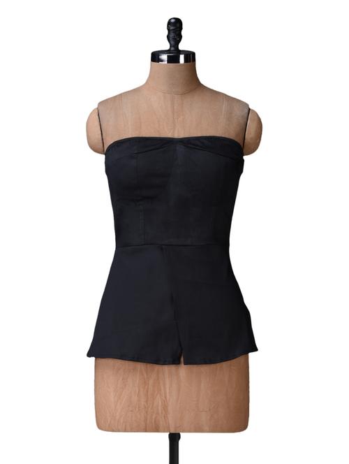 solid black off shoulder cotton lycra top - 1111928 - Very Small Image - 1