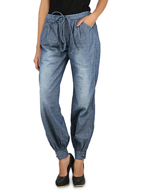 blue cotton baggy pants with drawstrings - 1111955 - Very Small Image - 1