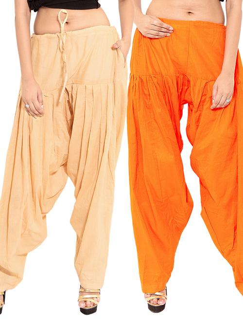 orange cotton combo salwars - 11120004 - Very Small Image - 1