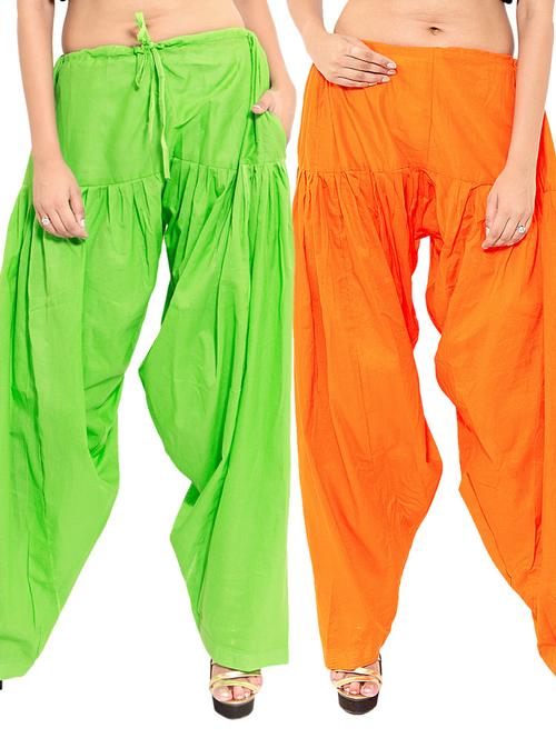 orange cotton patiyala salwars - 11120007 - Very Small Image - 1