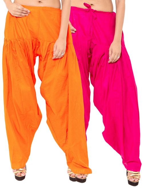 pink cotton patiyala salwars - 11120012 - Very Small Image - 1