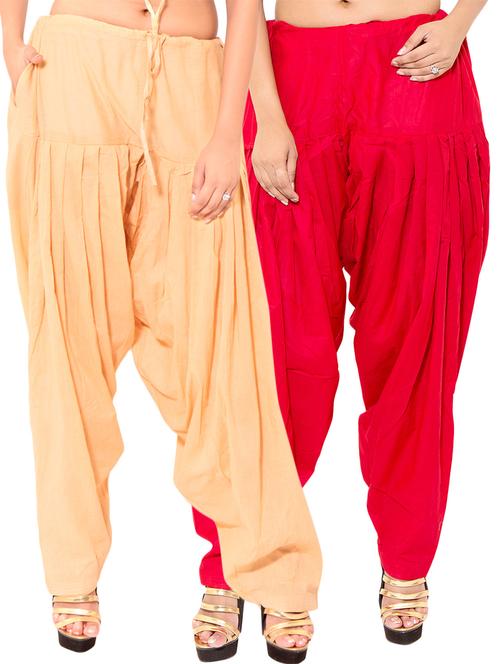 red cotton patiyala salwars - 11120021 - Very Small Image - 1