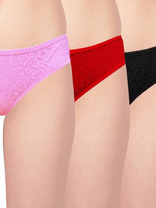 set of 3 floral lace hipster panty - 11121180 - Very Small Image - 1