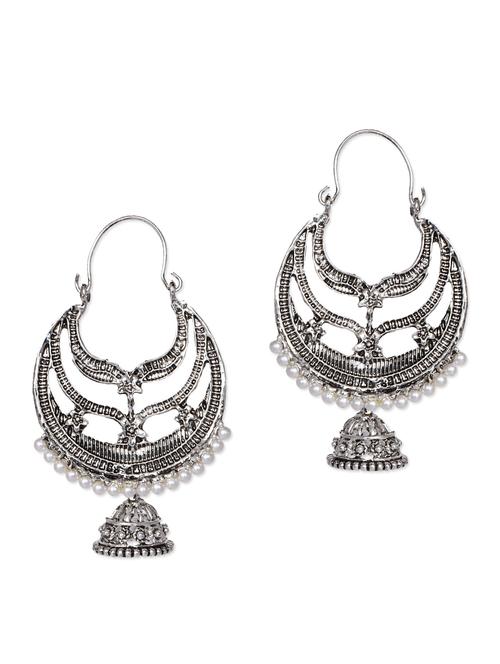 antique silver jhumki earrings - 1112332 - Very Small Image - 1