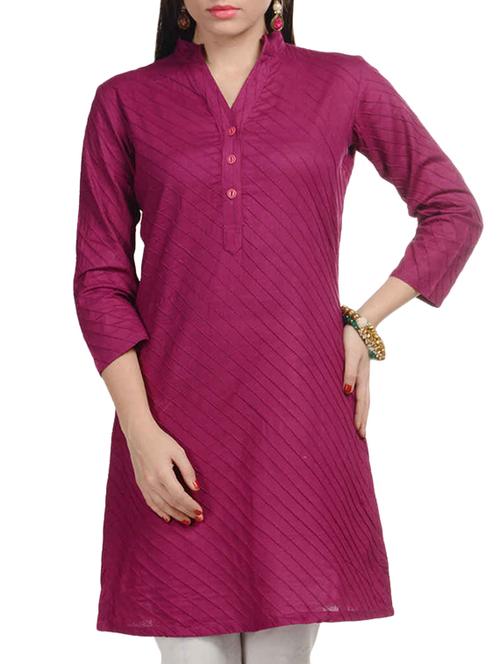 purple cotton straight kurta - 11123322 - Very Small Image - 1