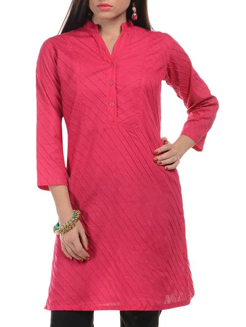 pink cotton straight kurta - 11123335 - Very Small Image - 1