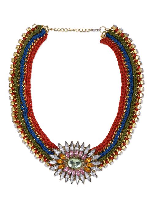 kundankari multicolor braided neckpiece - 1112367 - Very Small Image - 1