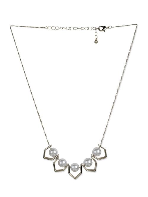 White, Silver Metal Short Necklace - 11124225 - Very Small Image - 1