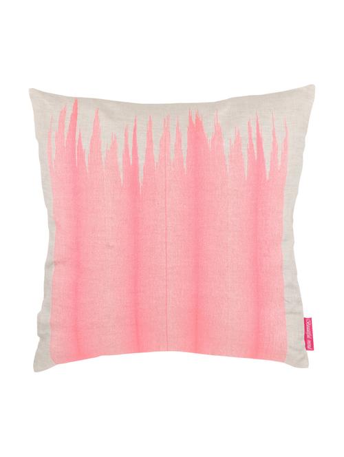 beautiful mind natural linen embroidered cushion cover, white and pink (16 x 16 inch) - 11124249 - Very Small Image - 1