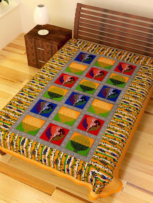 jaipuri pure cotton floral single bedsheet without pillow cover - 11124536 - Very Small Image - 1