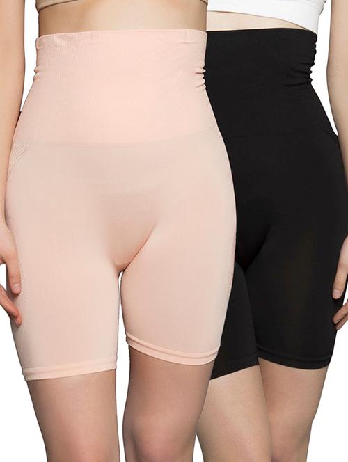 beige, black nylon shaper thighs shapewear - 11124702 - Very Small Image - 1