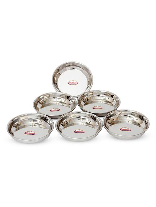 shubham steel plates / dishes 6 pcs set 11 cm small - b hlw s11 - 11128172 - Very Small Image - 1