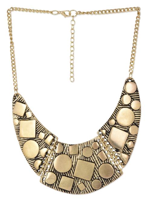 golden geometric pattern etched neckpiece - 1112989 - Very Small Image - 1