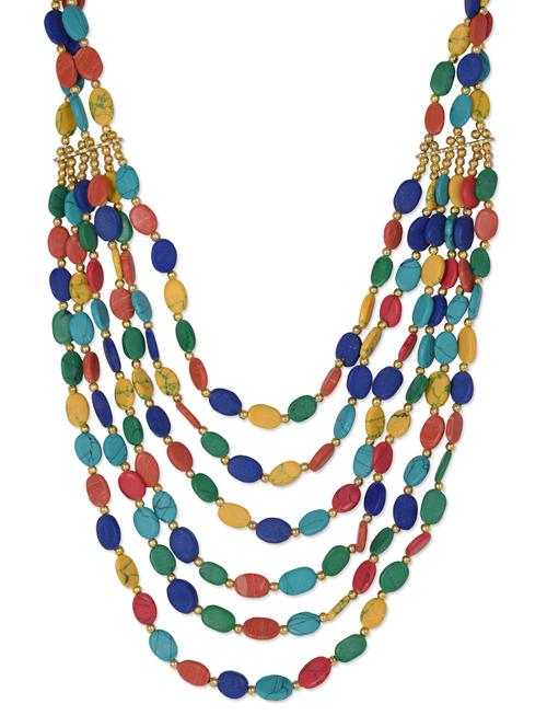 Multicolour beaded multilayered neckpiece - 1112992 - Very Small Image - 1