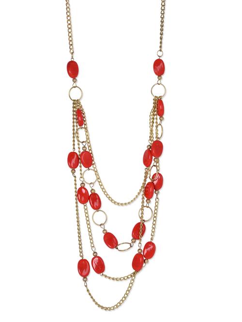 red beads embellished multilayered neckpiece - 1112997 - Very Small Image - 1