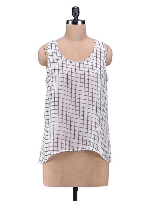 white checks sleeveless georgette top - 1113190 - Very Small Image - 1