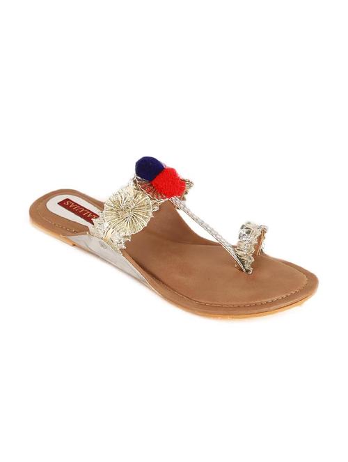 silver faux leather embellished flats - 11132071 - Very Small Image - 1