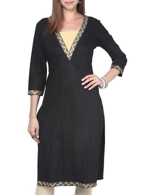 black cotton kurta - 11132837 - Very Small Image - 1