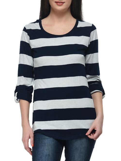 navy blue viscose top - 11140554 - Very Small Image - 1