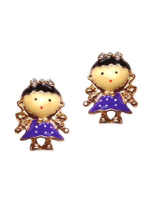 purple metal studs earrings - 11142220 - Very Small Image - 1