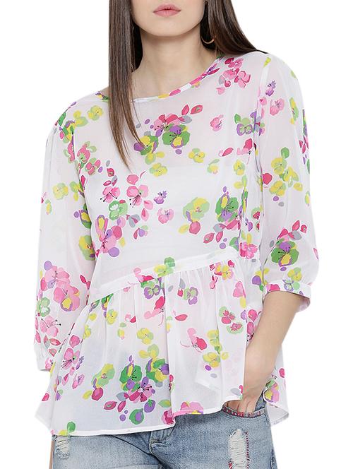 white georgette regular top - 11142878 - Very Small Image - 1