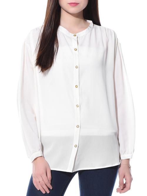 white crepe regular shirt - 11143407 - Very Small Image - 1