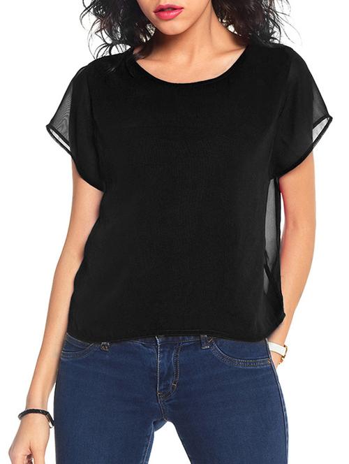 women's straight round neck top - 11145220 - Very Small Image - 1