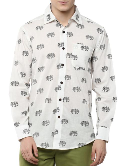 white print cotton casual shirt - 11145302 - Very Small Image - 1
