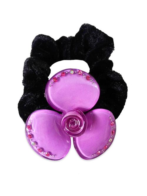 fashionable purple colour flower style ponytail rubber band (elastic) - 11146031 - Very Small Image - 1