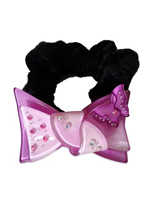 fashionable purple colour bow style ponytail rubber band (elastic) - 11146032 - Very Small Image - 1