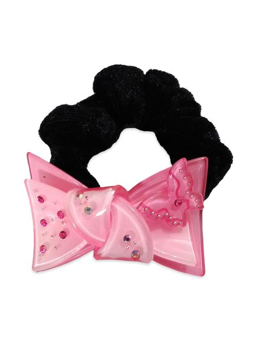 fashionable pink colour bow style ponytail rubber band (elastic) - 11146033 - Very Small Image - 1