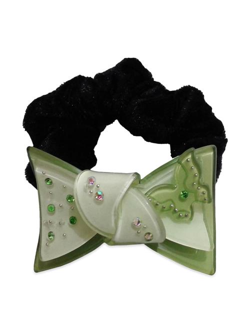 fashionable green & black colour bow style ponytail rubber band (elastic) - 11146034 - Very Small Image - 1