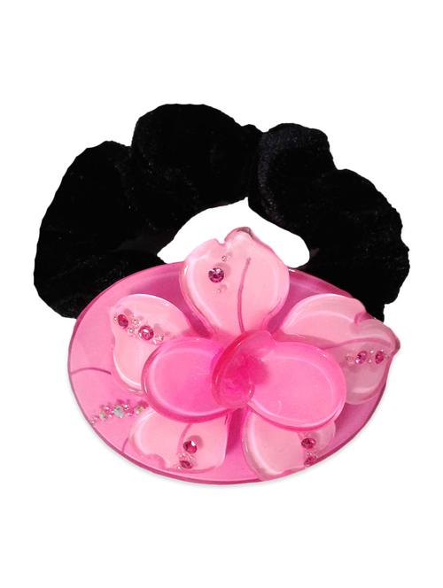 fashionable pink colour floral style ponytail rubber band (elastic) - 11146035 - Very Small Image - 1