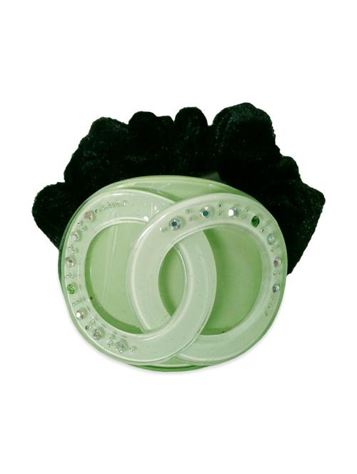 fashionable green & black colour ponytail rubber band (elastic) - 11146037 - Very Small Image - 1
