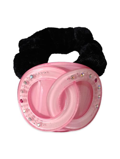 fashionable pink & black colour ponytail rubber band (elastic) - 11146038 - Very Small Image - 1