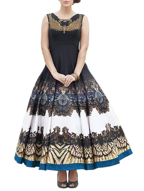 black printed silk blend anarkali suit - 11148476 - Very Small Image - 1