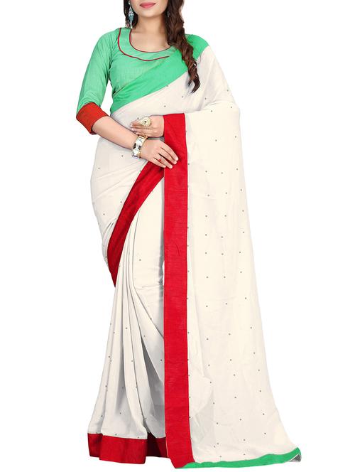 white georgette saree with blouse - 11149373 - Very Small Image - 1