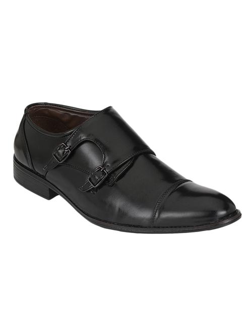 black color, leatherette monk strap shoes - 11153181 - Very Small Image - 1