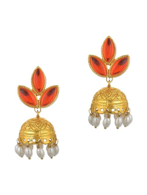 orange pearls balli earring - 11154967 - Very Small Image - 1