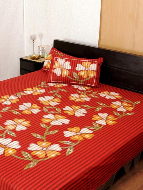 floral cotton double bedsheet with 2 pillow covers - 1115758 - Very Small Image - 1