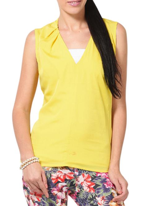yellow crepe regular top - 11166878 - Very Small Image - 1