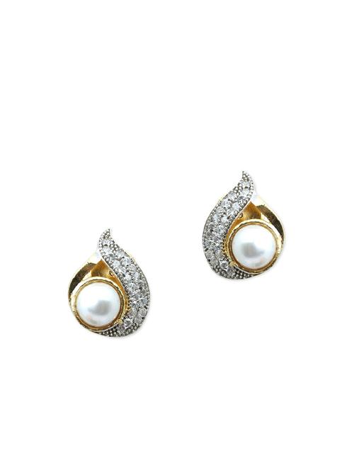 white brass studs earring - 11168439 - Very Small Image - 1