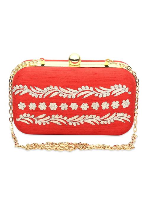 red color, faux silk box clutch - 11168535 - Very Small Image - 1