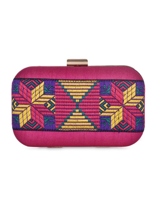 embroidered silk box clutch - 1117178 - Very Small Image - 1