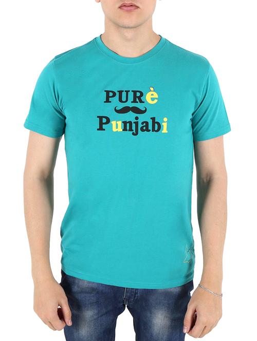 blue quote printed cotton t-shirt - 11178988 - Very Small Image - 1